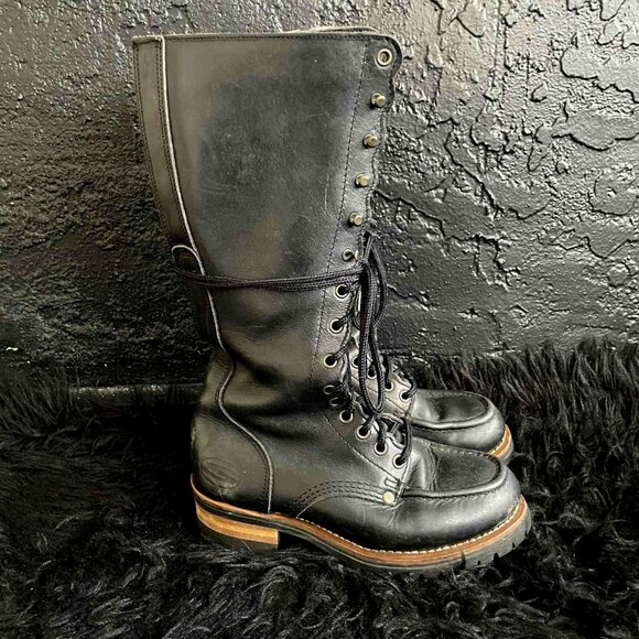 RARE Skechers 90s Jammers Engineer Boots scalloped laces size 7 knee high - Picture 1 of 7